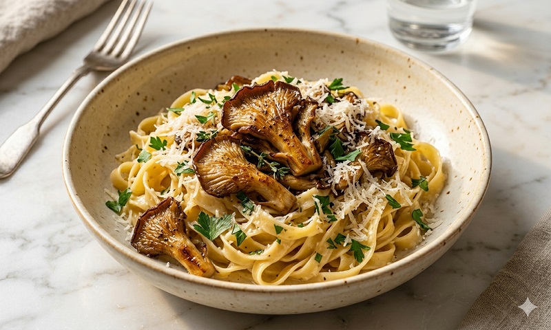 Oyster Mushroom Tagliatelle with Parmesan & Lemon