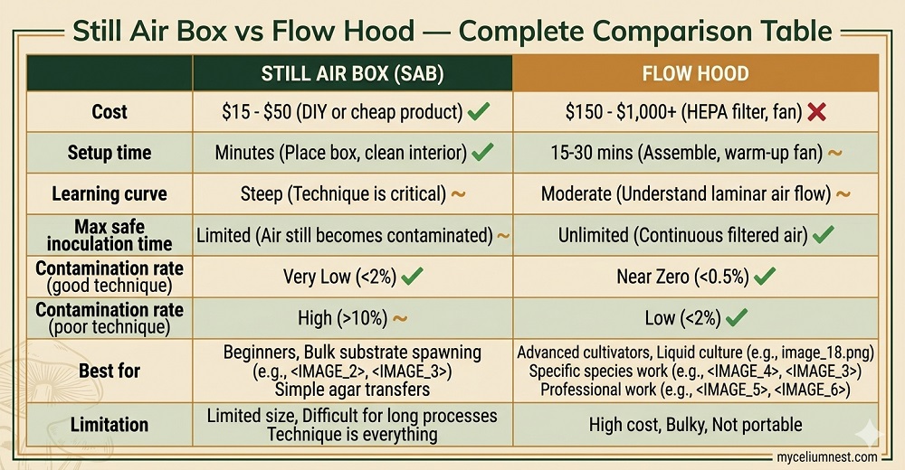 Still Air Box vs Flow Hood comparison