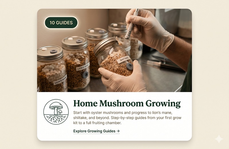 Hands inoculating grain spawn jars