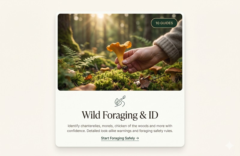 Hand holding golden chanterelle in forest