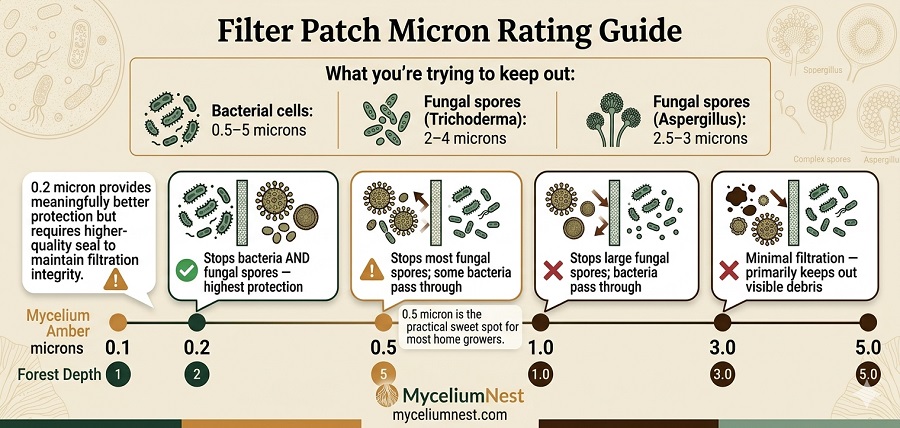 filter patch micron rating guide - best mushroom growing bags
