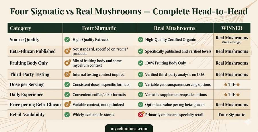 four sigmatic vs real mushrooms