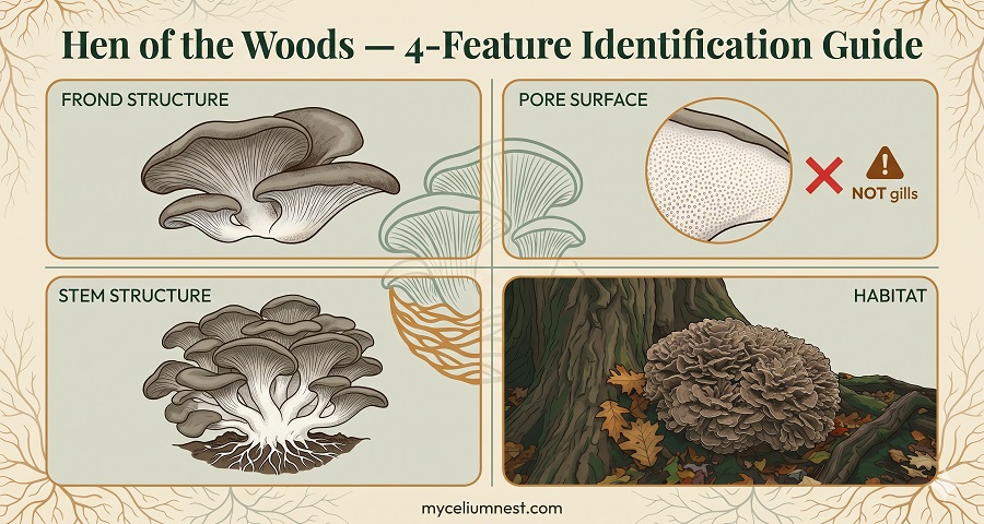 hen of the woods identification features