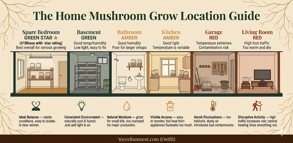 location to grow mushrooms at home