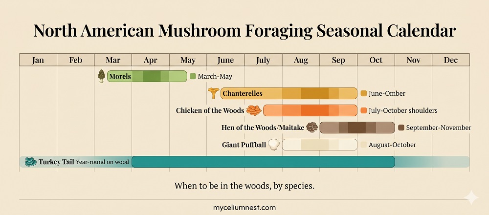north american mushroom foraging calendar