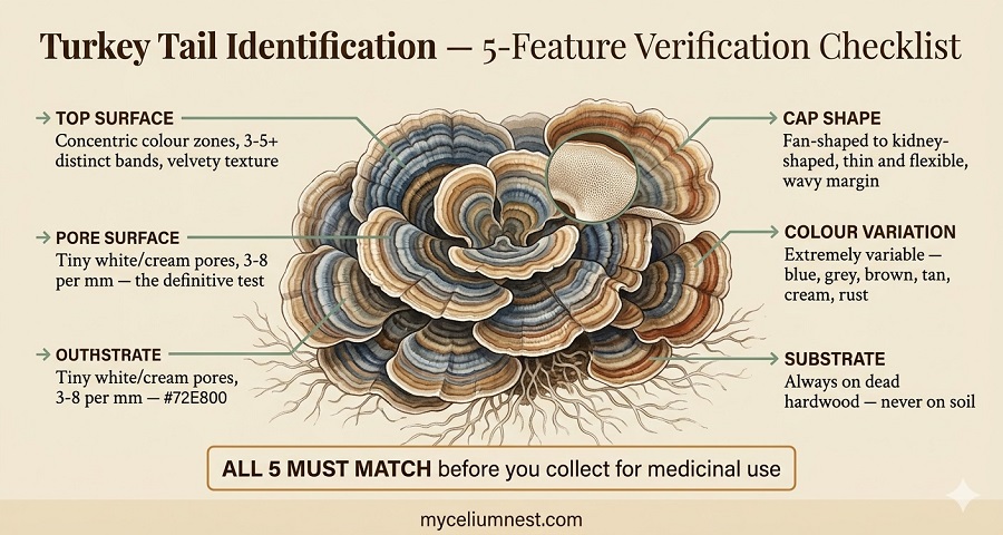 turkey tail identification features